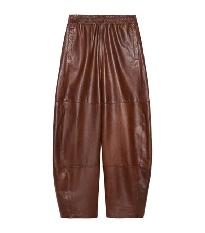 Max & Co . Leather Balloon Trousers In Brown