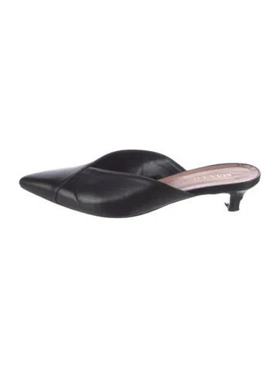 Pre-owned Max & Co Leather Mules In Black