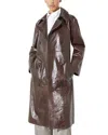 Max & Co . Leather Trench Coat In Brown
