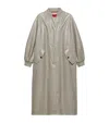 Max & Co Leather Trench Coat In Gray