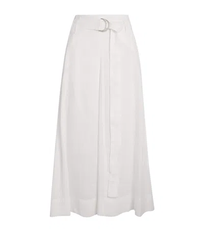 Max & Co Linen Belted Midi Skirt In White