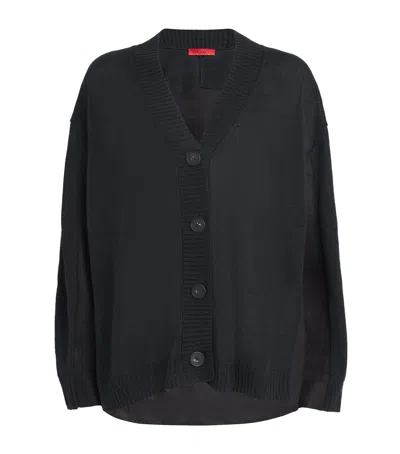 Max & Co Linen-blend Caridgan In Black