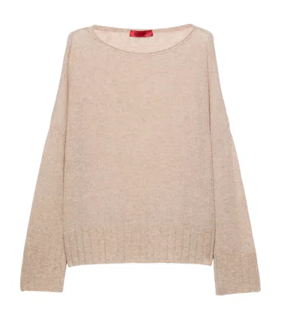 Max & Co . Linen Boat-neck Sweater In Beige