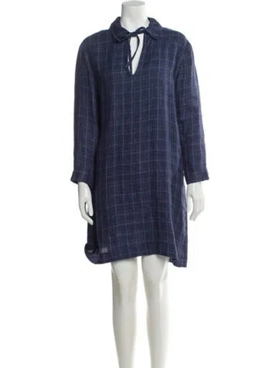 Pre-owned Max & Co Linen Mini Dress In Blue