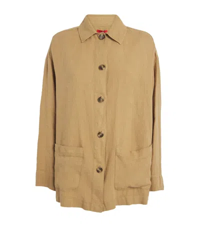 Max & Co Linen Overshirt In Beige