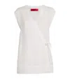 Max & Co Linen Sleeveless Wrap Jacket In White