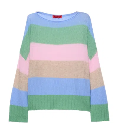 Max & Co . Linen Striped Sweater In Green