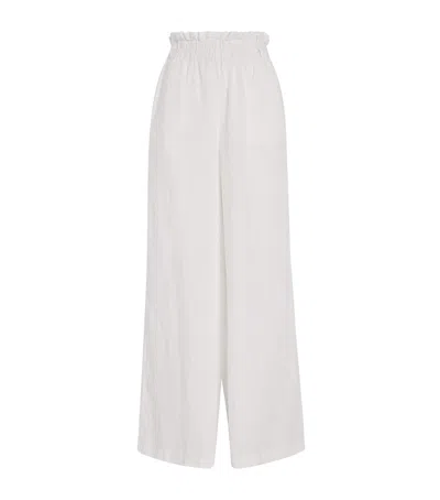 Max & Co Linen Wide-leg Trousers In White