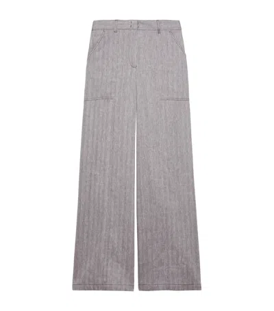 Max & Co . Linen-cotton-blend Chevron Trousers In Brown
