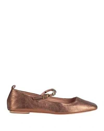 Max & Co . Liv Woman Ballet Flats Bronze Size 8 Lambskin In Yellow