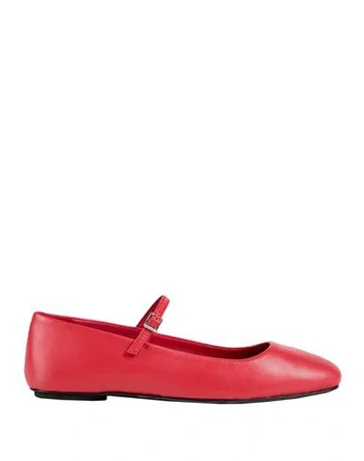Max & Co . Liv Woman Ballet Flats Coral Size 8 Ovine Leather In Red
