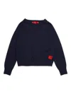 Max & Co Logo Crew-neck Sweater In Blue