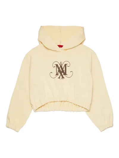 Max & Co Kids' Logo Cropped Hoodie In Neutral
