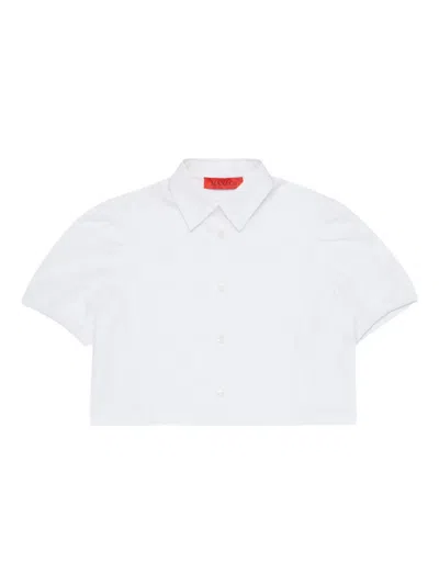 Max & Co Kids' Logo Cropped Shirt In White