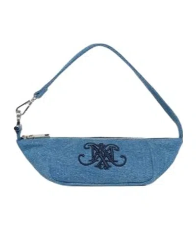 Max & Co Logo-embroidered Denim Bag In Blue