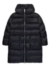 Max & Co Logo-embroidered Hooded Padded Coat In Black