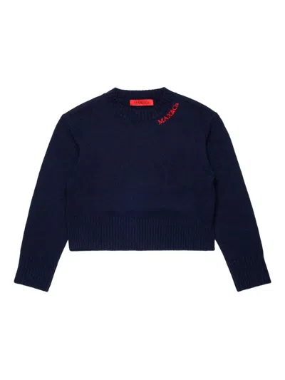 Max & Co Kids' Logo-embroidered Jumper In Blue