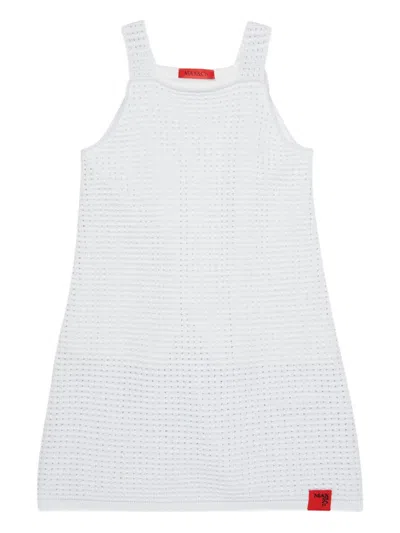 Max & Co Kids' Logo Open-knit Dress In White