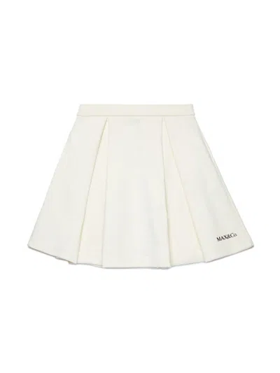Max & Co Kids' Logo-print Cotton Skirt In White