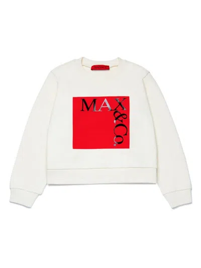 Max & Co Kids' Logo-print Cotton Sweatshirt In White