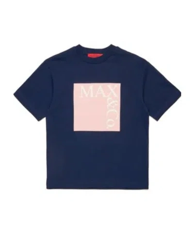Max & Co Logo-print Cotton T-shirt In Blue