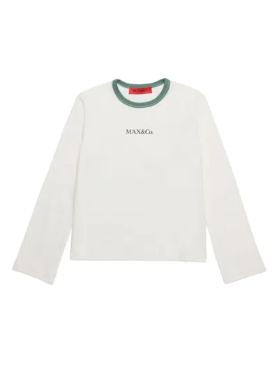 Max & Co Kids' T-shirt Mit Logo-print In Weiss