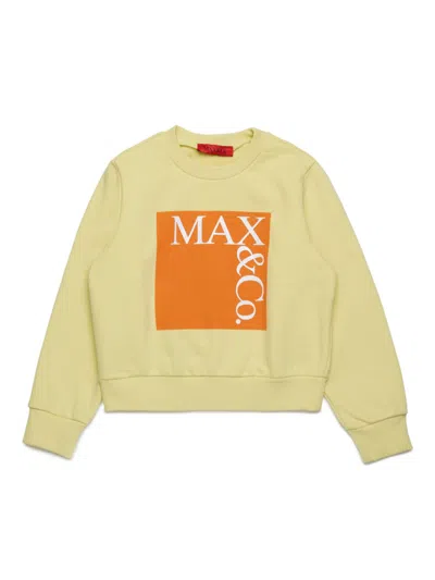 Max & Co Kids' Logo-print Crew-neck Sweatshirt In 黄色