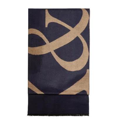 Max & Co Logo Scarf In Blue