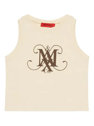 Max & Co Kids' Logo Sleeveless Tank Top In Neutral