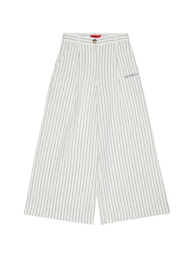 Max & Co Kids' Logo Striped Palazzo Pants In White