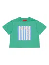 Max & Co Logo Striped-panel T-shirt In Green