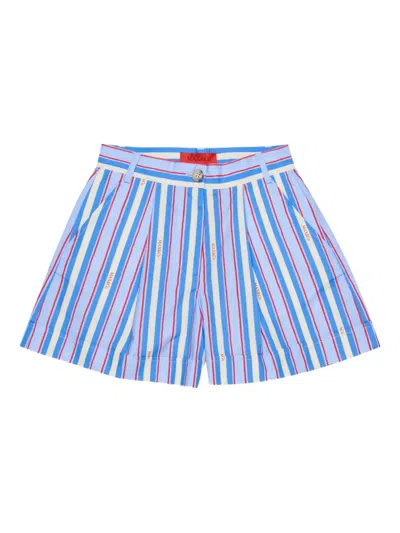 Max & Co Kids' Logo Striped Shorts In Blue