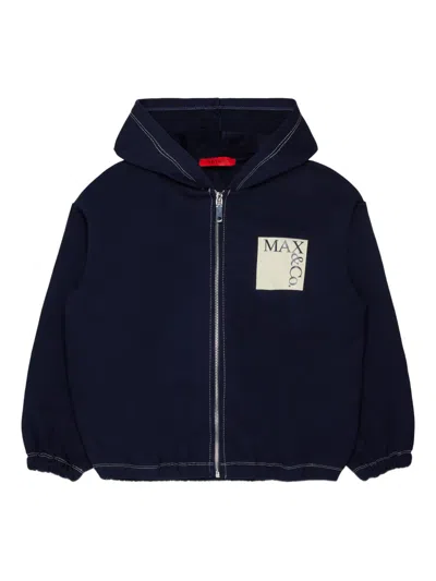 Max & Co Kids' Logo-zip Hoodie In Blue