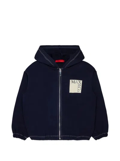 Max & Co Logo Zip Hoodie In Blue