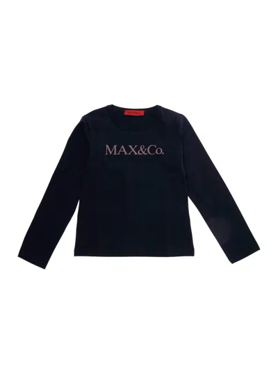 Max & Co Max&co. Logo-embroidered Cotton T-shirt In Black