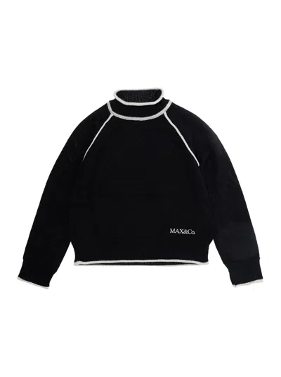 Max & Co Max&co. Logo-embroidered Wool Blend Sweater In Black