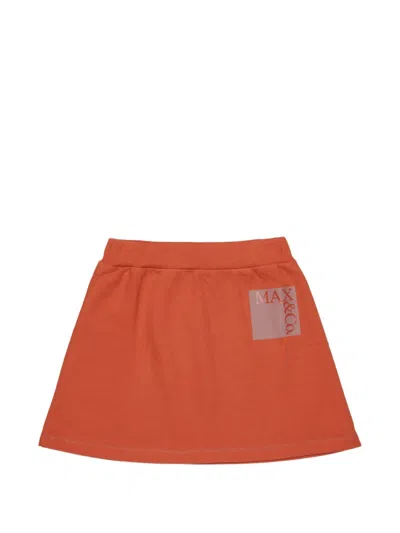 Max & Co Logo-print A-line Skirt In Orange