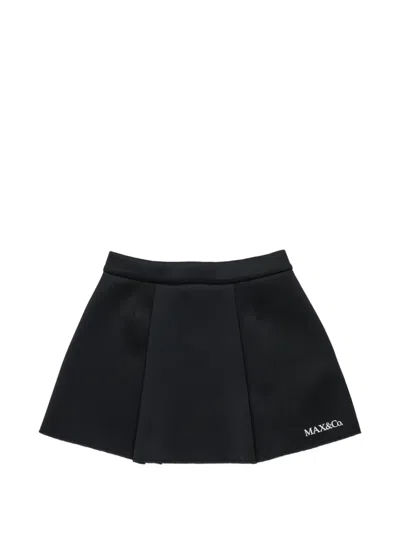 Max & Co Kids' 로고 프린트 플리츠 스커트 In Black
