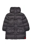 Max & Co Logo-patch Puffer Coat In Gray