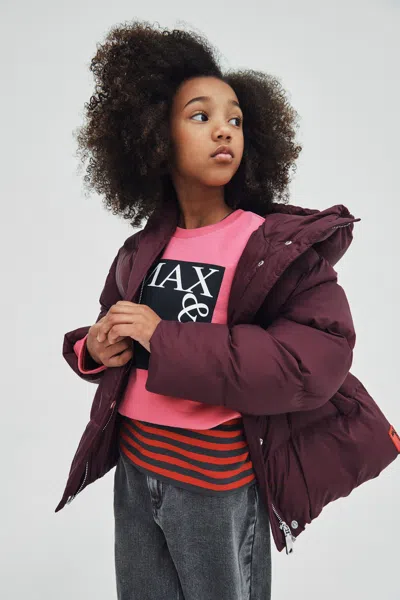 Max & Co Kids' Long Padded Jacket With Maxi Pockets In Red