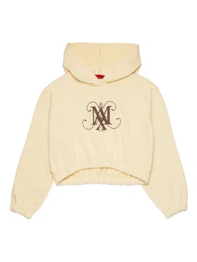 Max & Co Kids' Logo Cropped Hoodie In Neutral