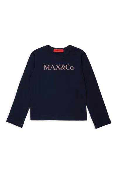 Max & Co Kids' Long-sleeve T-shirt With Logo In Blue