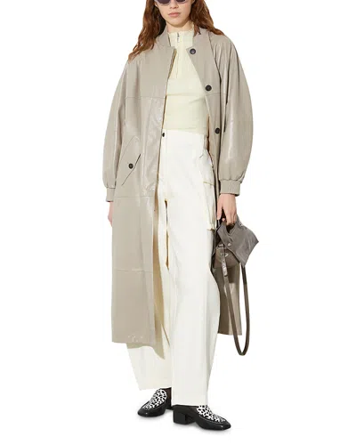 Max & Co Mac & Co. Glossy Leather Duster Coat In Gray