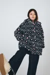 Max & Co Floral-pattern Faux-fur Coat In Black