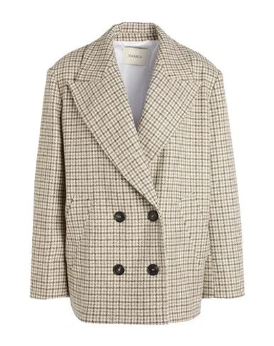 Max & Co . Maser Woman Coat Cream Size 12 Virgin Wool, Polyamide In White