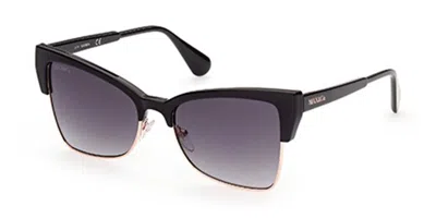 Max & Co .  Mo0004 Sunglasses In Shiny Black  / Gradient Smoke