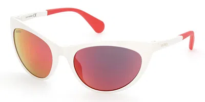 Max & Co .  Mo0037 Sunglasses In White  / Roviex Mirror