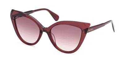 Max & Co .  Mo0038 Sunglasses In Shiny Bordeaux / Gradient Brown