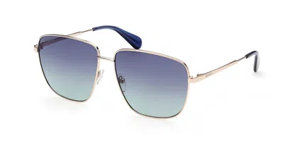 Max & Co .  Mo0041 Sunglasses In Shiny Rose Gold / Gradient Blue
