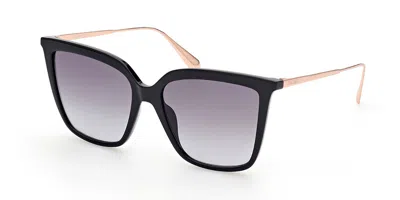 Max & Co .  Mo0043 Sunglasses In Shiny Black  / Gradient Smoke